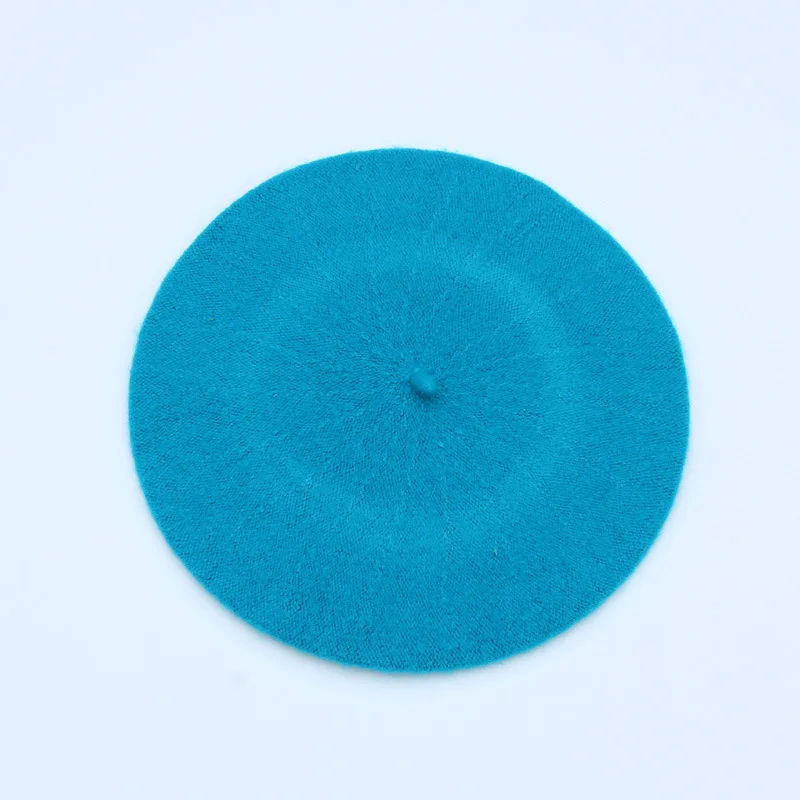 Lake blue Berets Женские береты, зимние шапки для женщин, новинка, милые однотонные вязаные шапки Skullies Beanies, кашемировые шапки для девушек, береты, шапка - Цвет: Lake blue Berets