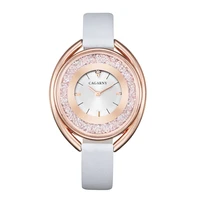 luxury brand cagarny women watches rose gold case shining crystal womens quartz watch woman vogue leather strap reloj mujer new