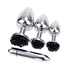 Металлическая Анальная пробка Мужская Черная роза цветок база Гладкий прикладом бусины анус расширительный массажер флирт пары Анальный секс игрушки