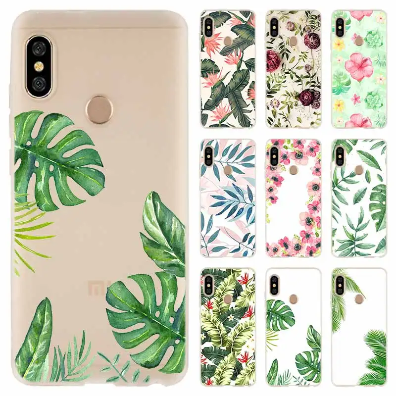 Мягкий чехол С КАКТУСОМ банановыми листьями для Xiaomi Redmi Note 10 9 8 7 6 5 Pro Max 10S 9S 9T 8T