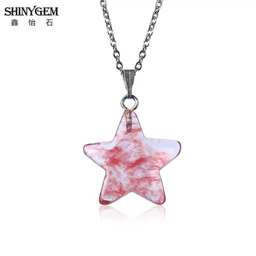 Подвески и ожерелья ShinyGem с розовыми красными звездами ожерелье из нержавеющей