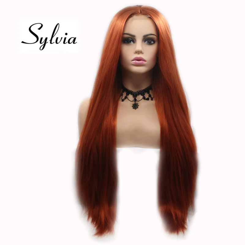 Sylvia 360 # красные синтетические u образные кружевные передние парики длинные