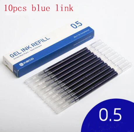 10pcs blue ink 10 шт., синие/черные/красные чернила для Xiaomi, ручка KACO, 0,5 мм, ручка для подписи, для школы, офиса, Gal, стержни, гладкие, для письма, долговечные, для подписи, заправка - Цвет: 10pcs blue ink