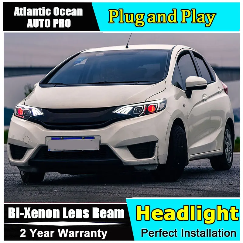 Auto.Pro автомобильный Стайлинг для Honda Fit светодиодный ные фары 2014 2019 JAZZ GK5 линзы с