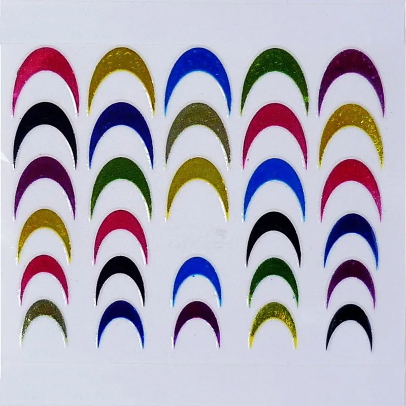 Mtssii 5 sheets/pack Metallic Effect French Manicure DIY Nail Art Sticker Colorful Strap Adhesive Arc Foil Tool | Красота и здоровье