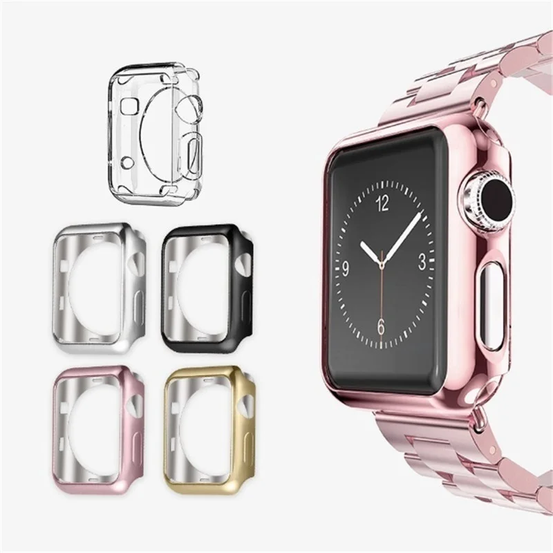 Hoesje Защитные чехлы для Apple Watch 4 3 2 1 Защитная крышка 38 мм 40 мм 42 мм 44 мм мягкий силиконовый бампер Estojo Cas Etui Coque