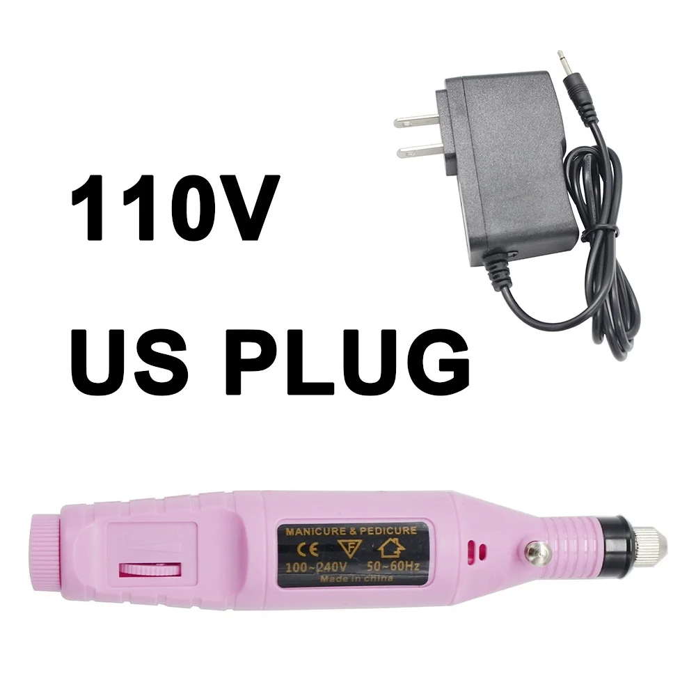 pink US plug Синяя Ручка Форма электрическая маникюрная пилочка для ногтей машина для резьбы, шлифования, полировки, формирования и так далее - Цвет: pink US plug