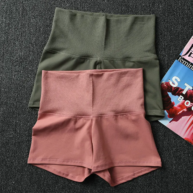 2019 однотонные шорты для йоги с высокой талией летние женские эластичные Power Flex