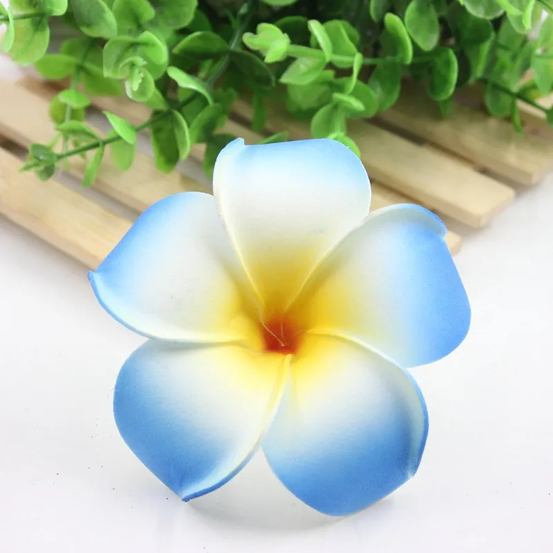 sky blue 10 шт 9 см Плюмерия Гавайская Пена ФРАНЖИПАНИ искусственный цветок для украшения свадебной вечеринки - Цвет: sky blue