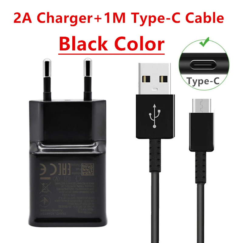 Для samsung Galaxy S3 S4 S6 S7 Edge Note 4/Note 5 J2 J3 J5 J7 Зарядное устройство Путешествие адаптер 1 м USB кабель для samsung A50 A7 - Цвет: type C charger cable