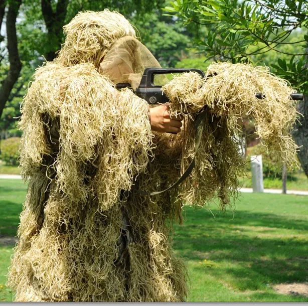 Dry Grass Поле сухой травы призрак Тактический Ghillie костюм Снайпер Охота Пейнтбол Wargame CS Ghilly комплект включает в себя 1 Бесплатный Ghillie wrap - Цвет: Dry Grass