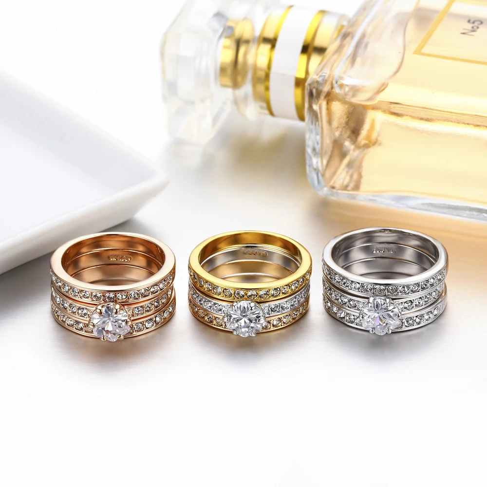 Pinannie Valentine's Day Gift Engagement Rings for Women Wedding Jewelry Anillos 3 Gold Colors Anel | Украшения и аксессуары