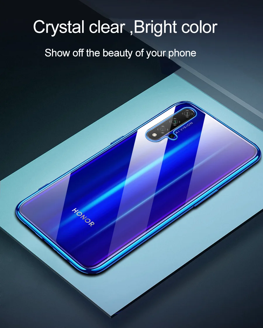 Прозрачный силиконовый чехол для Honor 20, чехол, 3D лазерное покрытие, Мягкий ТПУ, яркий кристалл, задняя крышка для huawei Honor 20 Pro, чехол для телефона s