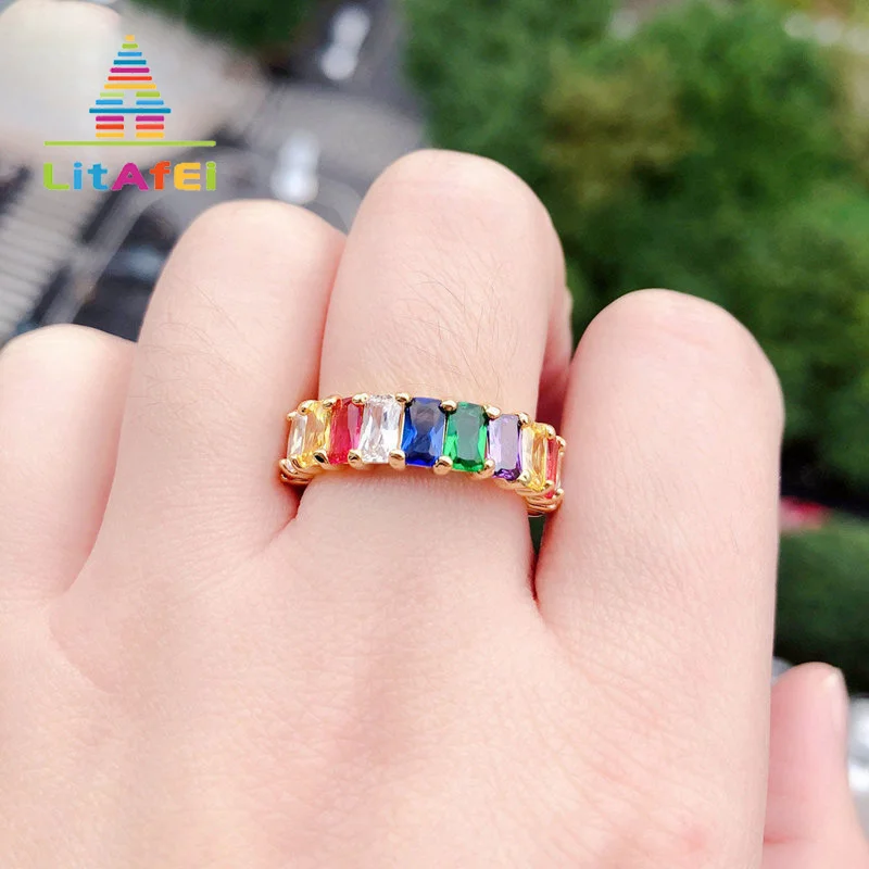 Модное полностью ювелирное Золотое заполненное Радужное красочный кубический