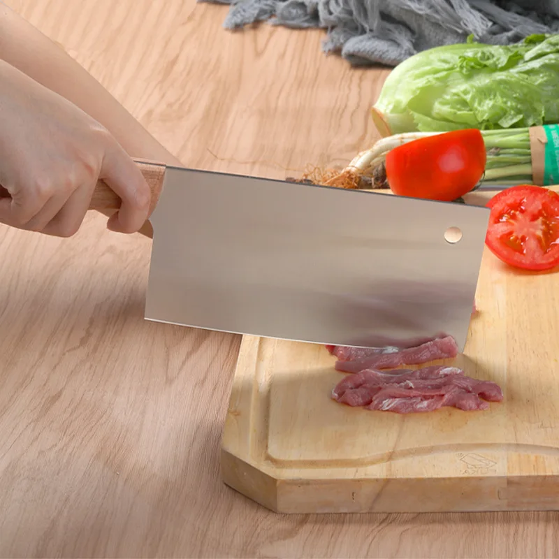 Кухонные ножи из нержавеющей стали мясник нож рубящий нож Овощной режущий инструмент, кухонный нож с деревянной ручкой