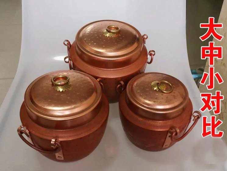 Горшок для тушения из чистой меди ретро-горшок приготовления пищи хамдема