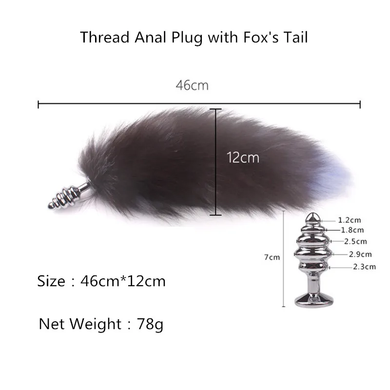 Thread Fox Tail Женские сексуальные костюмы для косплея, Анальная пробка, хвост из нержавеющей стали, Анальная пробка, лисий хвост, форма реквизит для аниме, косплей, покемон - Цвет: Thread Fox Tail