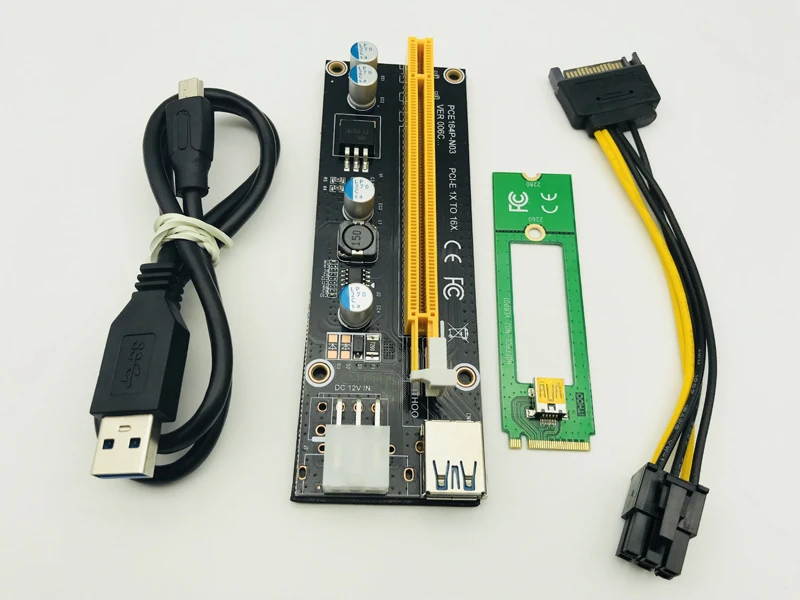 Новый 60 см USB 3 0 1X до 16X M2 NGFF PCI E Express удлинитель переходника карты кабель питания 6Pin