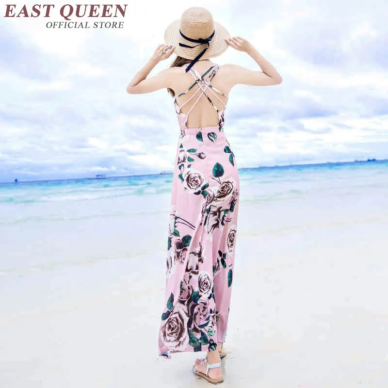 Пляжное платье макси с бретелькой через шею длинное летнее пляжное туника