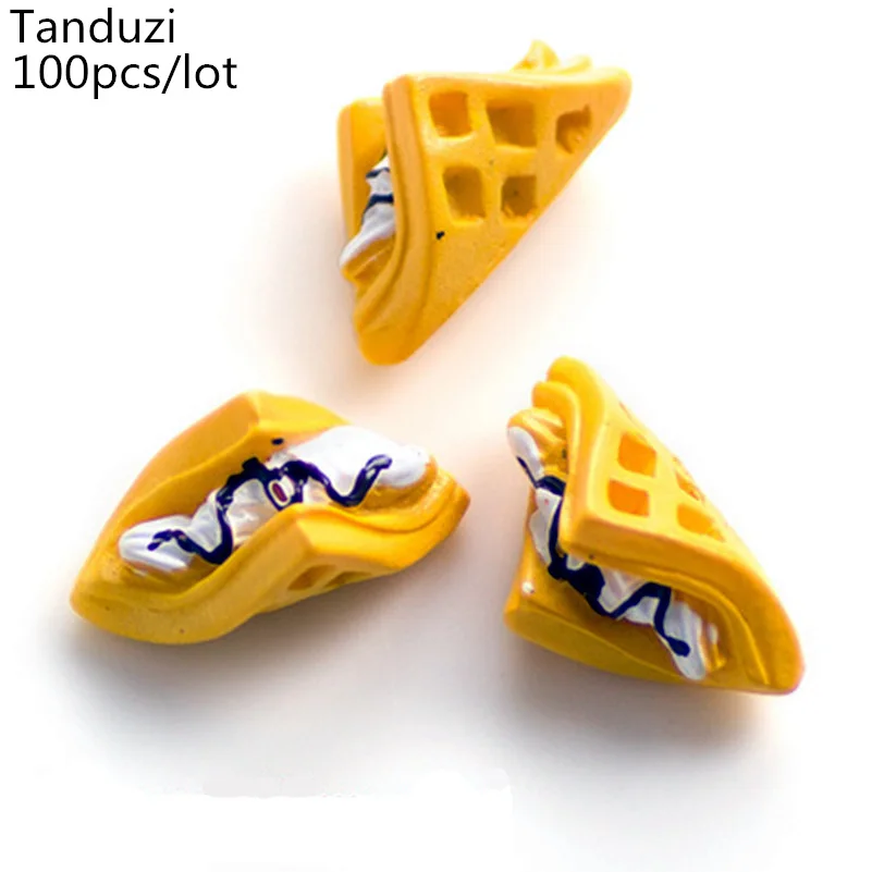 Tanduzi 100 шт. оптовая продажа имитация еды из смолы 3D милая вафельная Сливочная