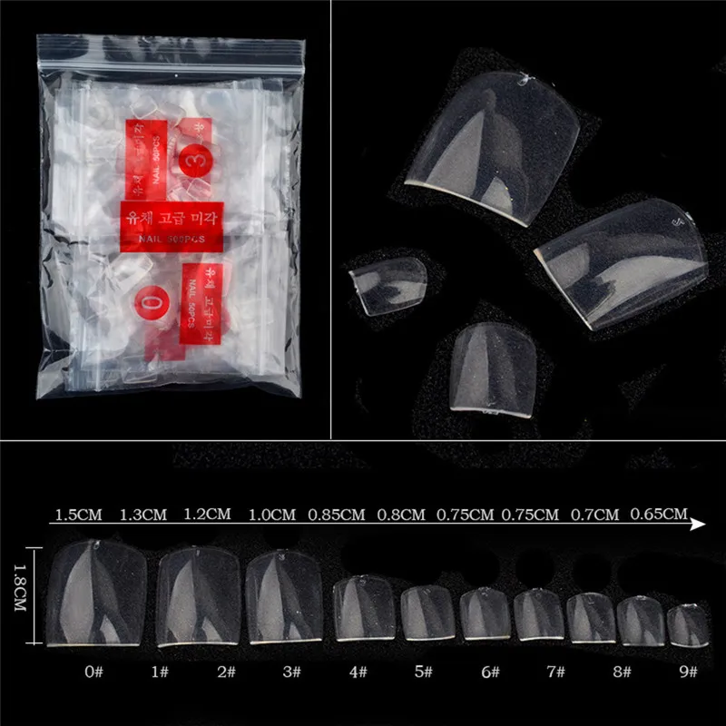 500 Pcs/set Fake Artificial Nails Sticker Natural Acrylic False Toe Tips Transparent Feet Toenail Nail Art | Красота и здоровье