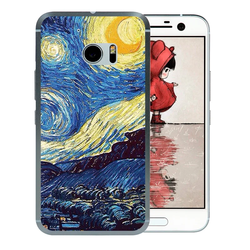 Cover Case for HTC One M10 5.2&quot Phone Bag Cases Coque Fundas Van Gogh Pattern Soft Silicone Htc |
