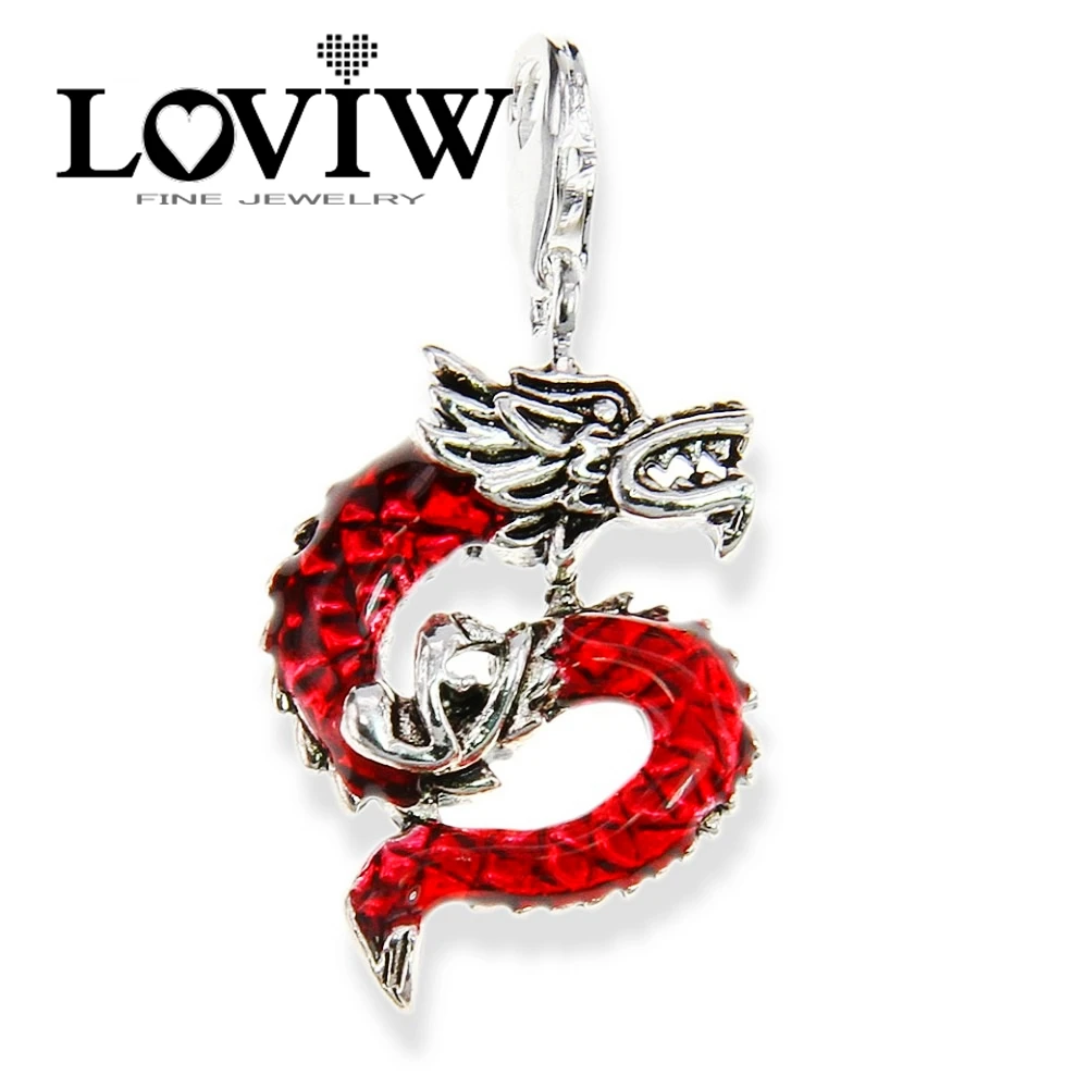 Красный Дракон Шарм женский стиль высокое качество Серебряные украшения для