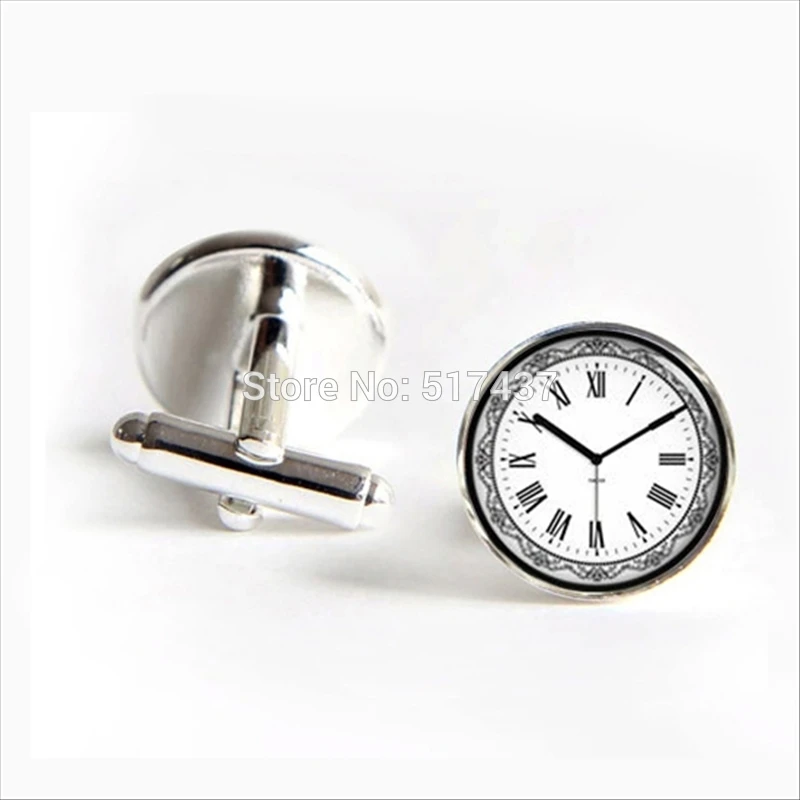 

2017 wholesale Vintage Clock Cufflinks Time Clock Cuff Link Men Cufflinks High Quality
