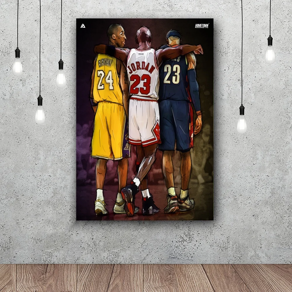 Jordan Kobe Брайант Леброн Джеймс настенная живопись Настенный декор холст