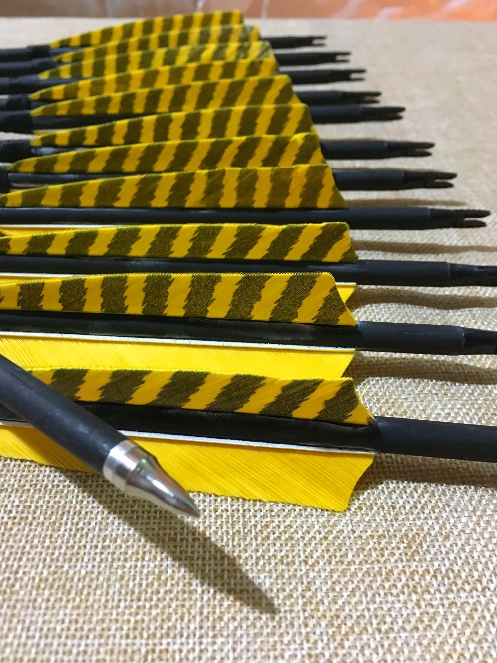 12 шт углеродные стрелы желтые параболические перья самостоятельно носки для