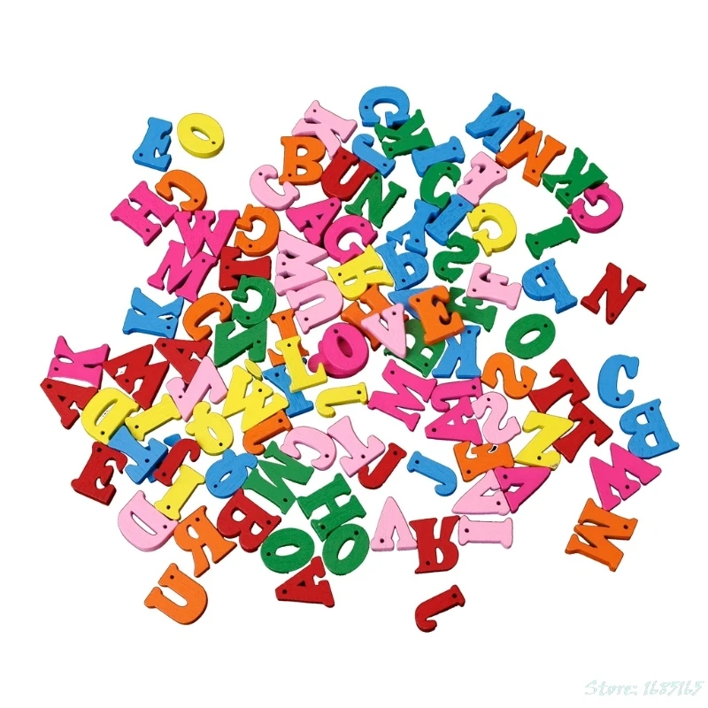 

100Pcs/Pack Mixed Heart Flower Letters Wooden Buttons Sewing Scrapbooking DIY