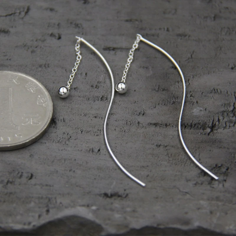 Модные длинные висячие серьги из стерлингового серебра 925 пробы для женщин