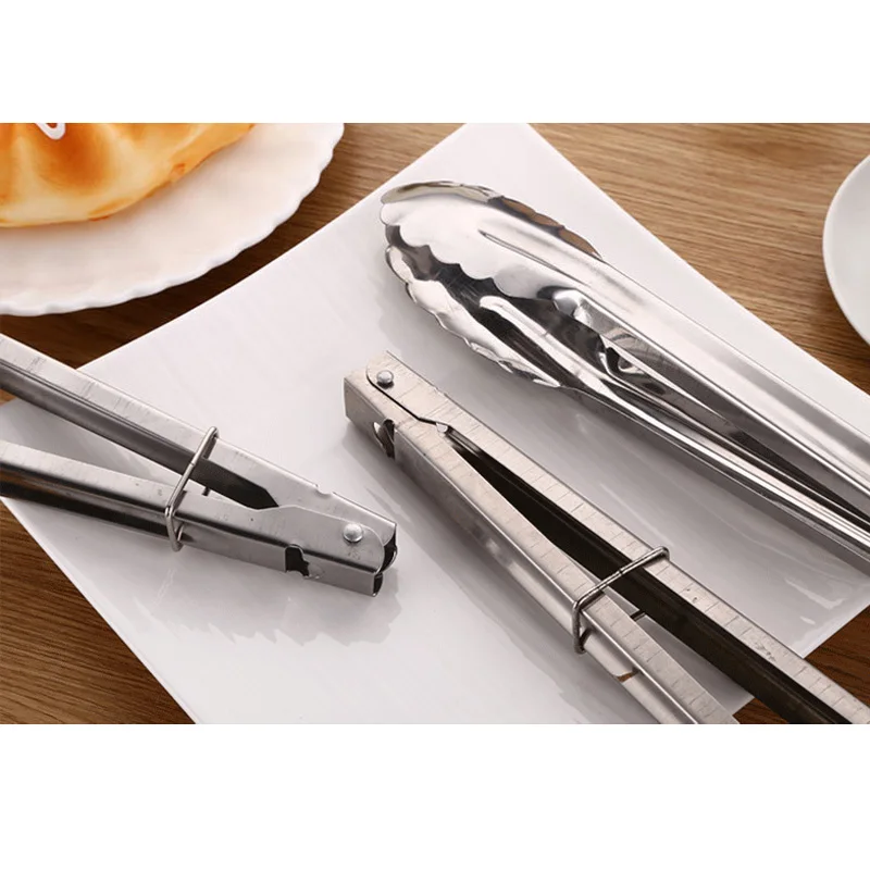 1 Pcs Stainless Steel BBQ Tongs Meat Food Clip Barbecue Tools Kitchen Cooking Clip Clamp PAK55