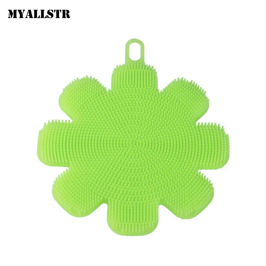 Еда Класс силиконовый гель для мытья посуды щетка фруктов с цветочным рисунком