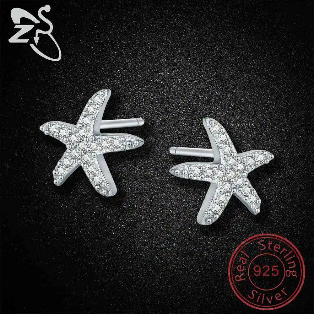 Женские серьги гвоздики из серебра 925 пробы с фианитом|pendientes mujer|925 sterlingearrings sterling |