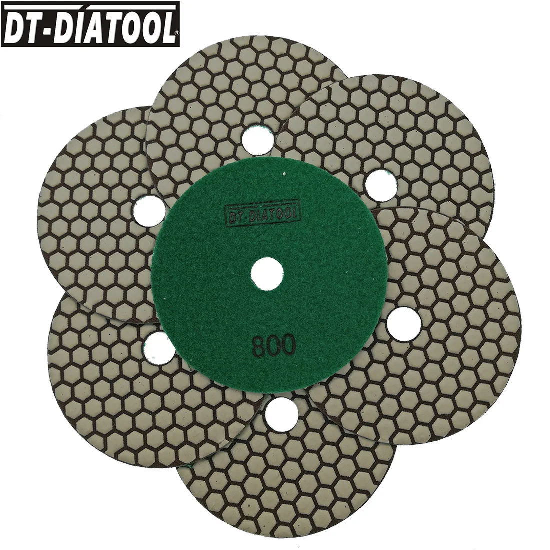 

DT-DIATOOL 7units 5inches Diamond Resin Bond Dry polishing Discs For granite marble ceramic (#800) working without water 125mm