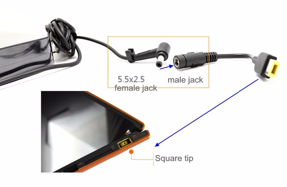 5 5*2 мм круглый разъем к USB квадратный адаптер питания конвертер кабеля для Lenovo - Фото №1