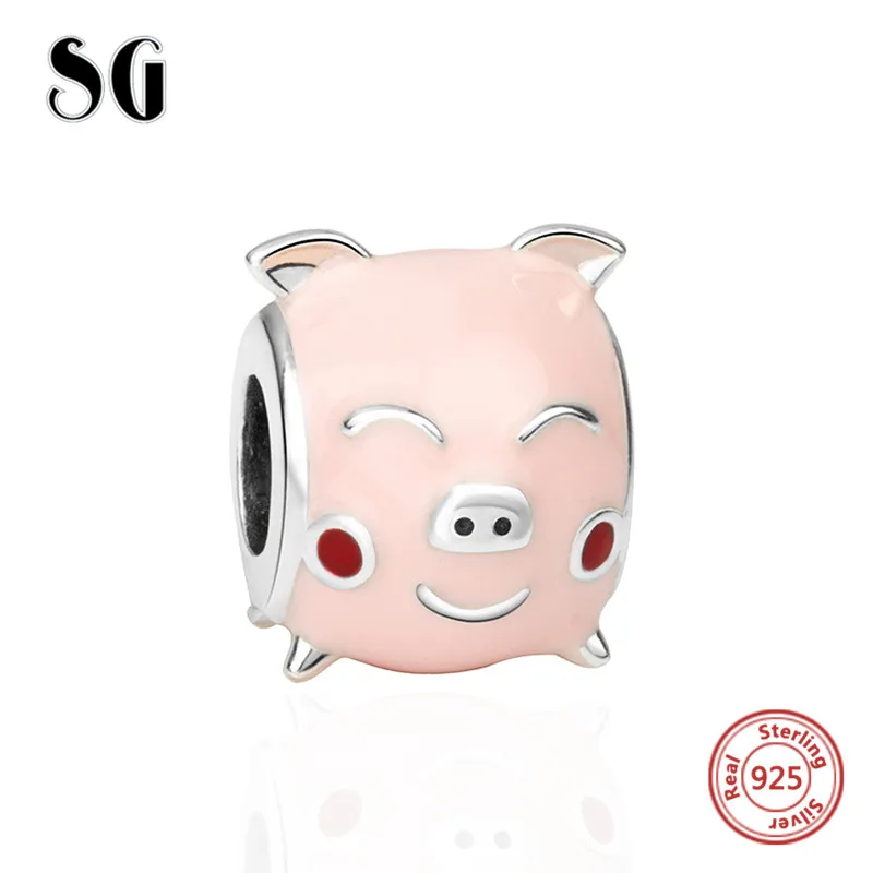 JF9025-P Милые животные, кошка, Сова, с фианитами, эмалированные бусины, подходят для Пандора, подвески, браслет, подвеска,, Новое поступление, Стерлинговое Серебро, 925, ювелирные изделия, бусины - Цвет: JF9025-P