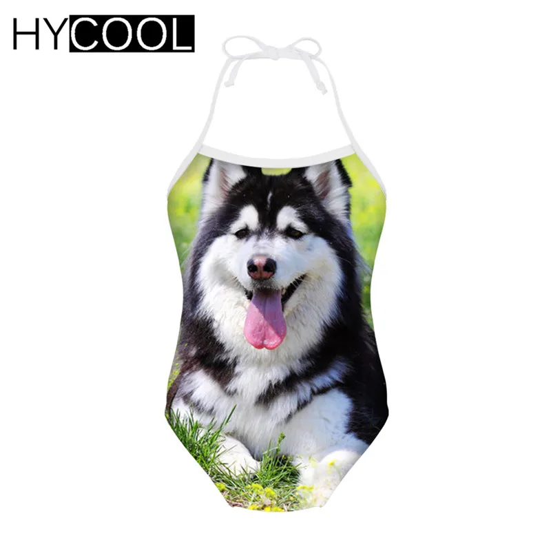 R2068BS HYCOOL/цельные костюмы детская одежда для купания с принтом таксы и собаки, купальный костюм для девочек, бикини, летний купальный костюм для детей возрастом от 3 до 8 лет - Цвет: R2068BS