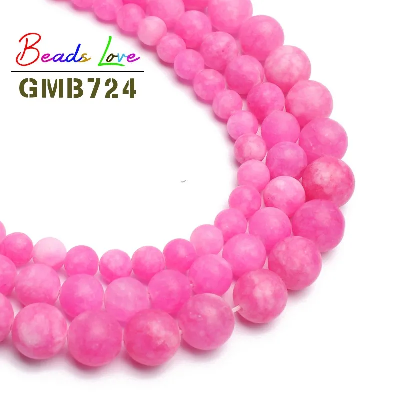 

Круглые бусины россыпью с красивым матовым розово-красным камнем для изготовления ювелирных изделий «сделай сам», бусины для браслетов, чо...