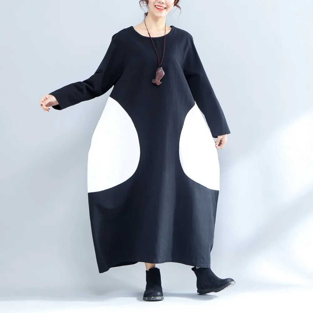 Yesno QO2 Для женщин длинное платье халат из хлопка и льна Повседневное свободные