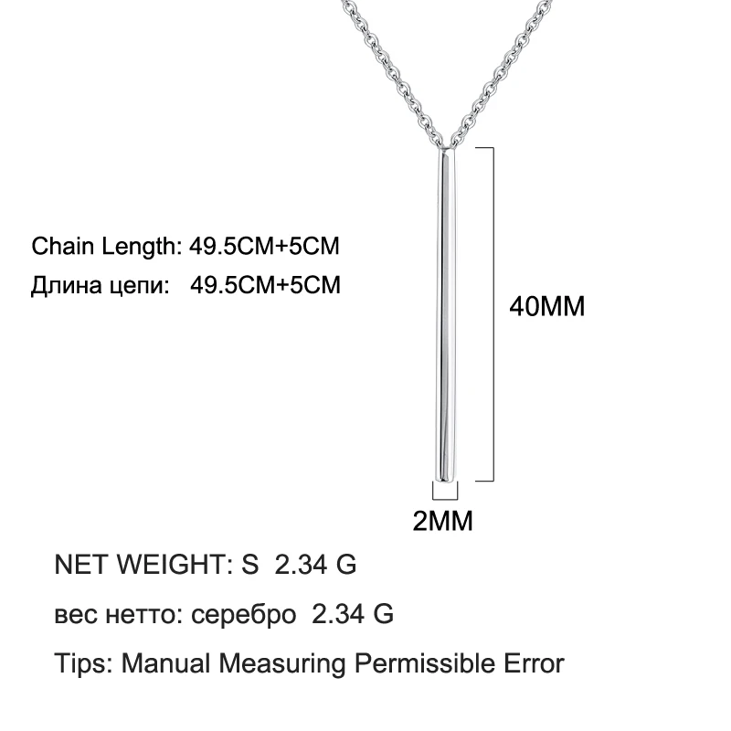 Ожерелье женское из чистого серебра с квадратным кулоном | Ожерелья