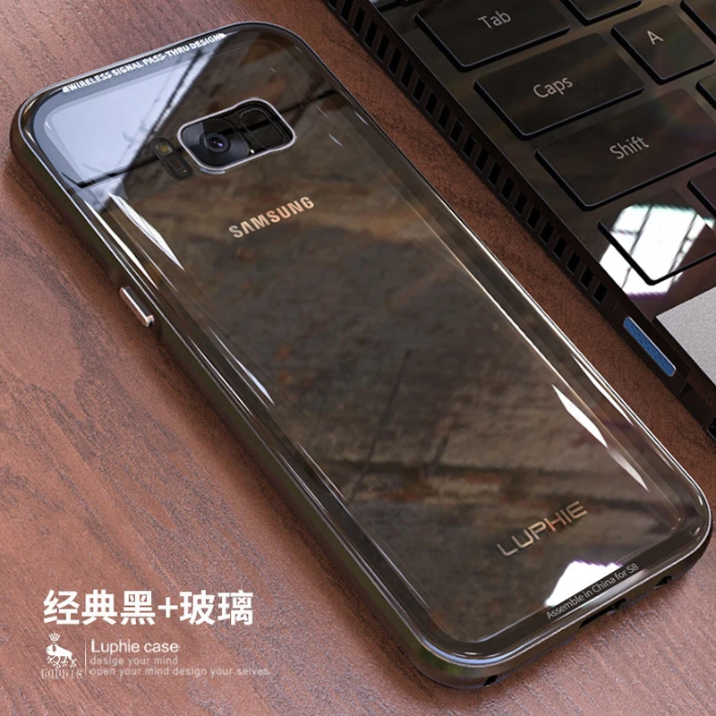 Алюминиевый чехол для телефона samsung S8 Plus Роскошный прозрачное бесцветное стекло