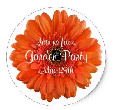 

1.5inch Orange Gerbera Daisy Garden Party Envelope Seal Classic Round Sticker