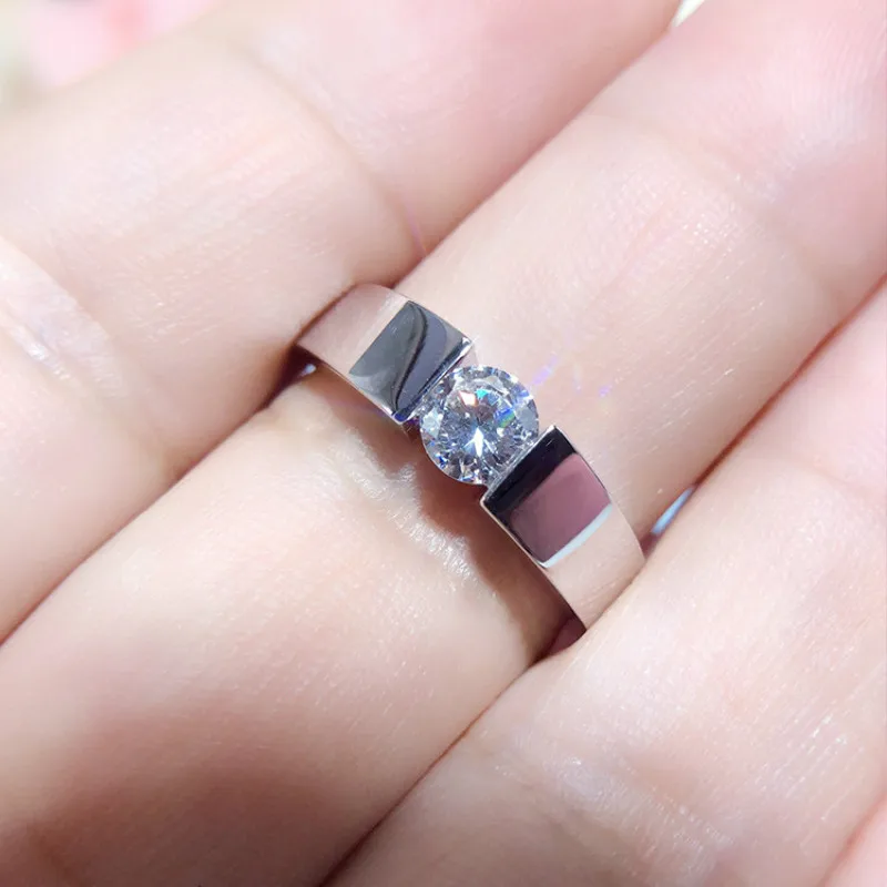 1ct карат круглая огранка NSCD камень мужские обручальные кольца S925 серебро мужское
