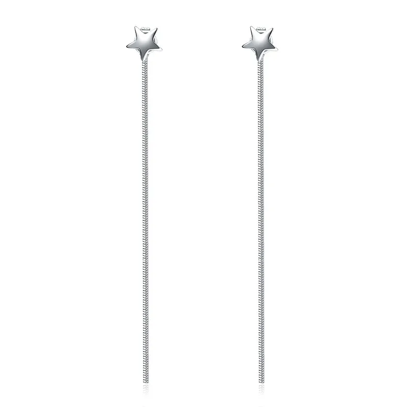 Женские серьги гвоздики из серебра 100% пробы с маленькой звездой|drop stud earrings|fashion