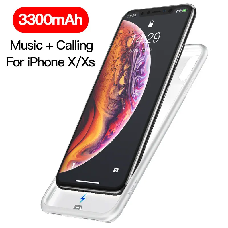 White for iPhone XXs Чехол для зарядного устройства Baseus для iPhone Xs Max XR Xs power Bank силиконовый чехол для iPhone power bank внешний аккумулятор - Цвет: White for iPhone XXs
