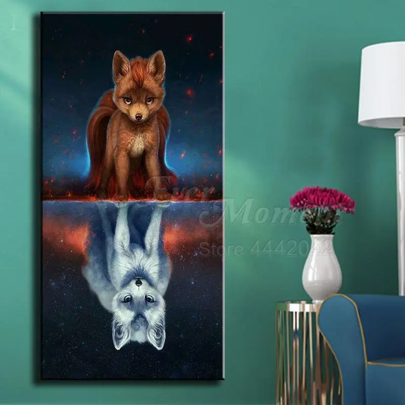 Ever Moment Fox Animal Diamond Painting 5D DIY Picture Of Rhinestone Embroidery Cross Stitch Mosaic Decor S2F1432 | Дом и сад