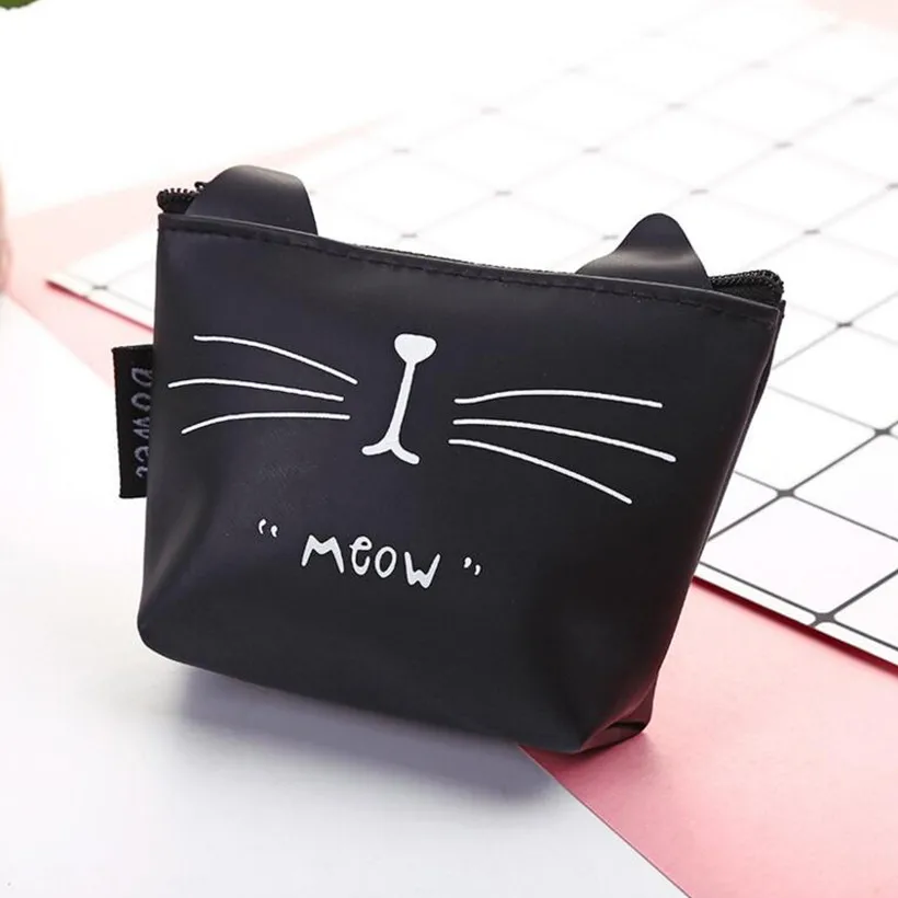 M014 2017 новые женские кошельки Милая Черная Кошка Белая кошка желе кошелек для