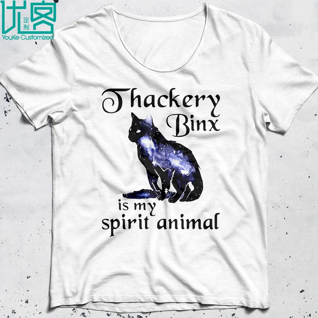 Мужская футболка с коротким рукавом черная рисунком кота надписью My Spirit Animal лето